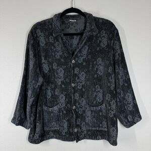 Vintage CP Shades Floral Jacquard Jacket Button Up Patch Pocket Size Large